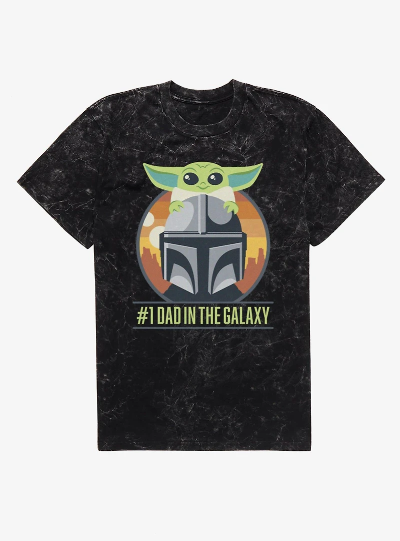 Star Wars The Mandalorian Grogu On Number 1 Dad Helmet Mineral Wash T-Shirt