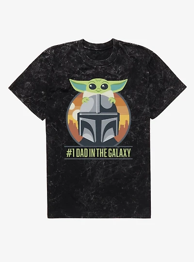 Star Wars The Mandalorian Grogu On Number 1 Dad Helmet Mineral Wash T-Shirt