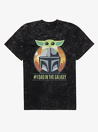 Star Wars The Mandalorian Grogu On Number 1 Dad Helmet Mineral Wash T-Shirt