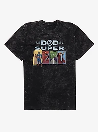 Marvel Comics Retro This Dad Is Super Hero Line Up Mineral Wash T-Shirt