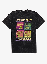 Marvel Comics Retro Best Dad The Universe Comic Squares Mineral Wash T-Shirt