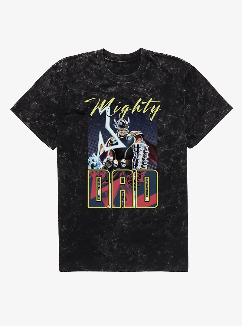 Marvel Thor Retro Mighty Dad Lightning Mineral Wash T-Shirt