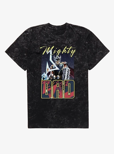 Marvel Thor Retro Mighty Dad Lightning Mineral Wash T-Shirt
