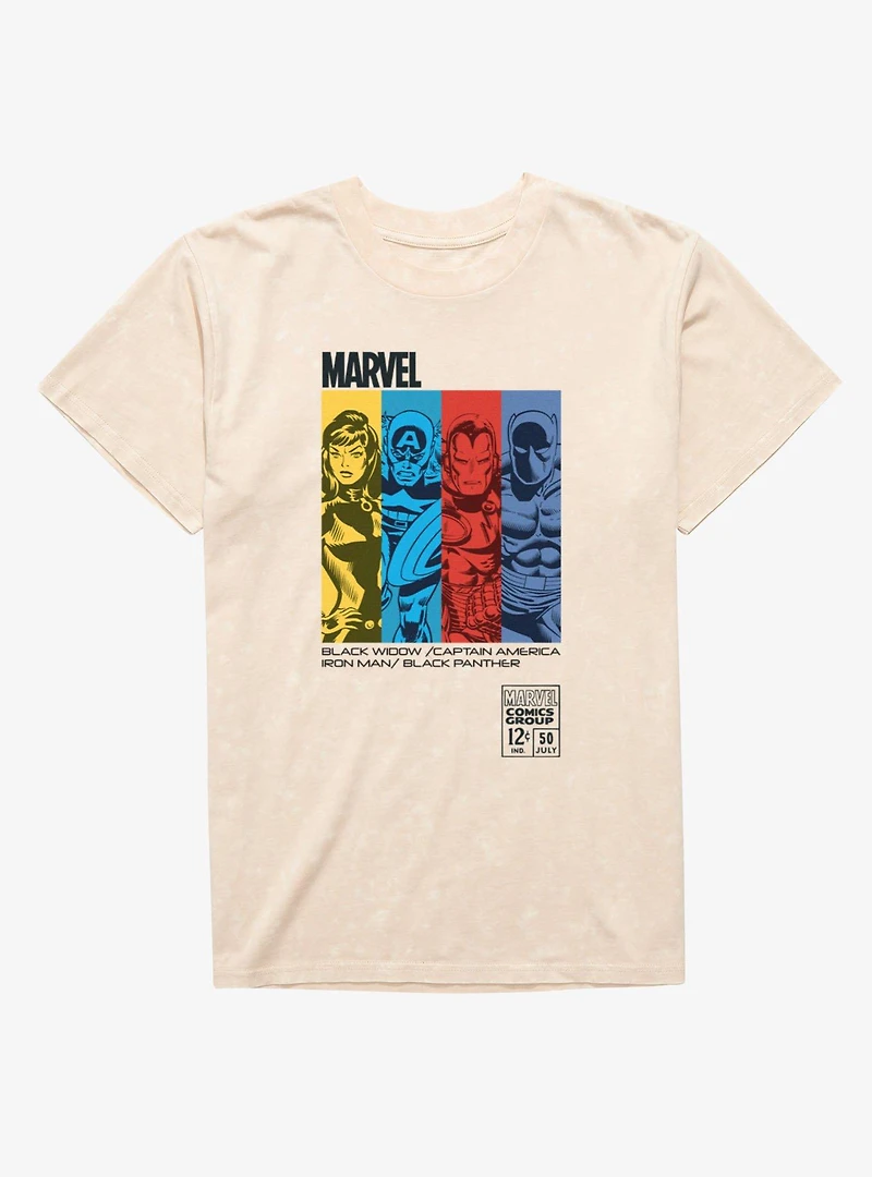 Marvel Comics Retro Color Panel Group Shot Mineral Wash T-Shirt