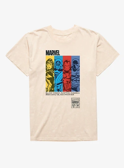 Marvel Comics Retro Color Panel Group Shot Mineral Wash T-Shirt