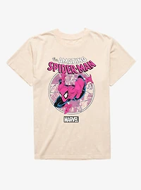 Marvel Comics Retro Web Sling Circle Pastel Mineral Wash T-Shirt