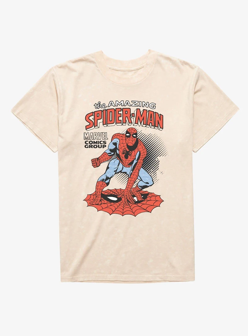 Marvel Comics Retro Crouch On Icon Mineral Wash T-Shirt