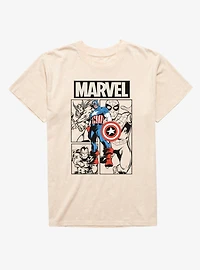Marvel Comics Retro Full Color Captain And Team Mineral Wash T-Shirt