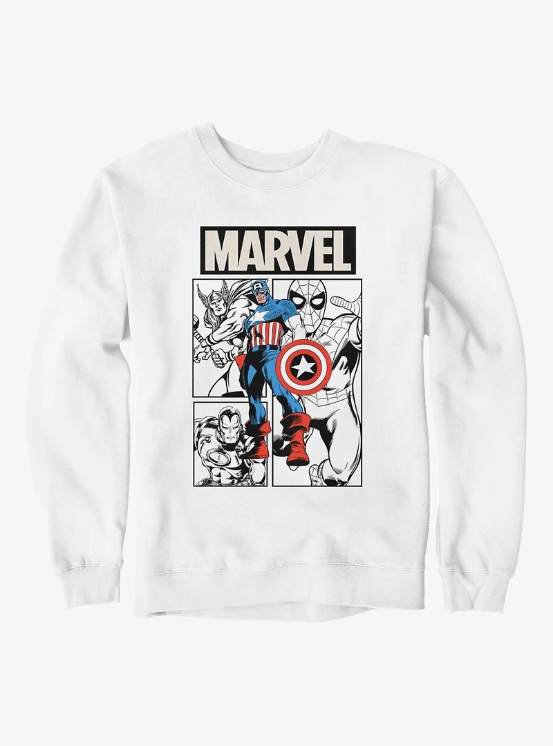 Marvel Comics Retro Full Color Captain And Team Sweatshirt