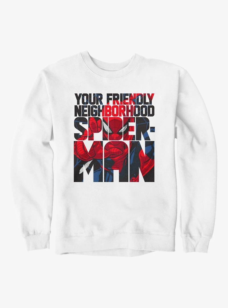 Marvel Spider-Man Friendly Neighbor Text Fill Sweatshirt