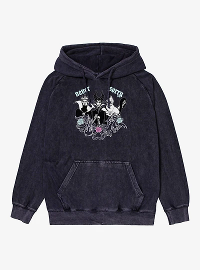 Disney Villains Never Sorry Floral Vintage Mineral Washed Hoodie