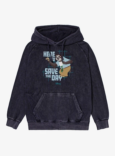 Disney Pixar Zootopia 2 Here To Save The Day Flash Vintage Mineral Washed Hoodie