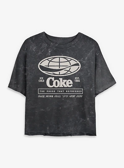 Coca-Cola The Pause That Refreshes Mineral Wash Womens Crop T-Shirt