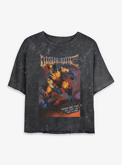 Marvel X-Men I Got Left Are Claws Mineral Wash Womens Crop T-Shirt
