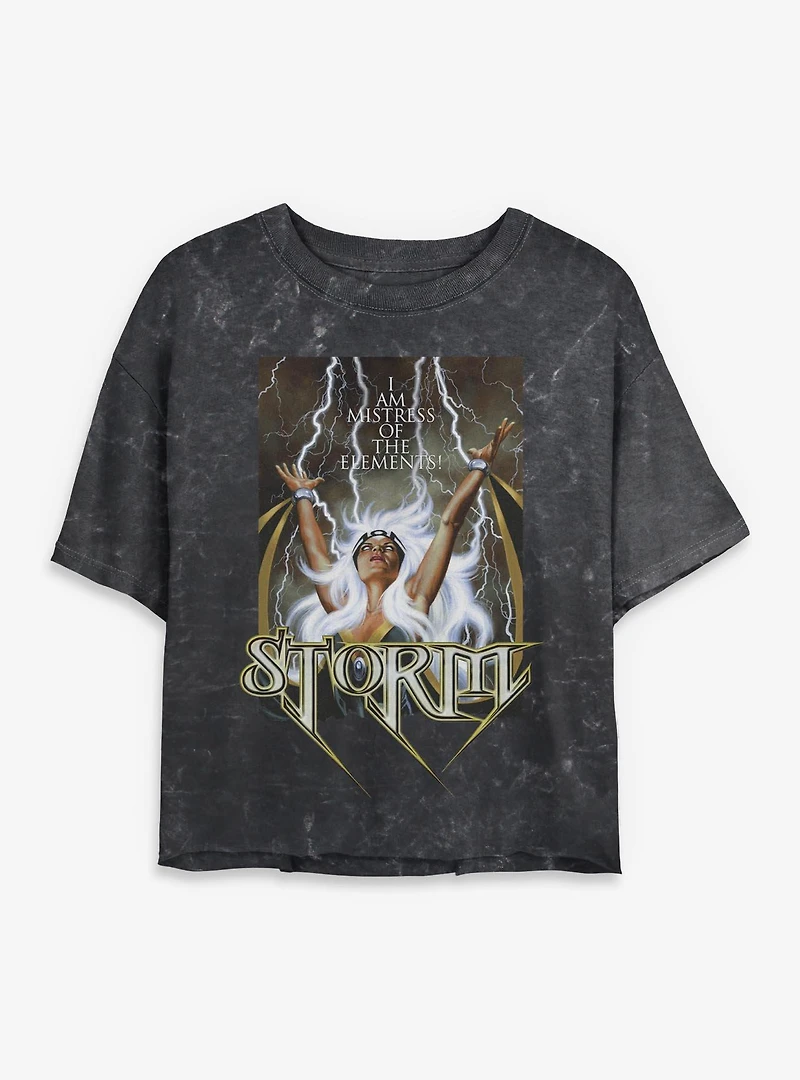 Marvel X-Men Mistress Of The Elements Mineral Wash Womens Crop T-Shirt