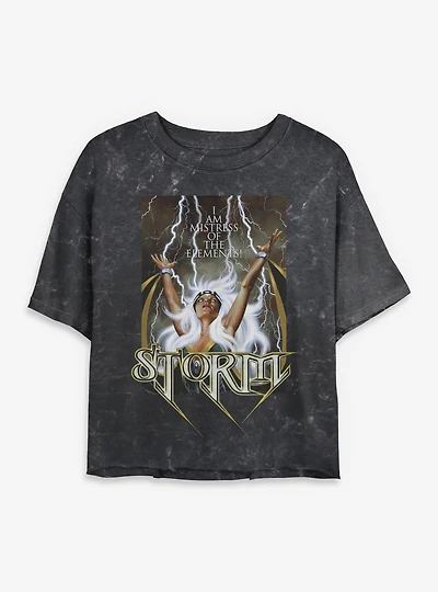 Marvel X-Men Mistress Of The Elements Mineral Wash Womens Crop T-Shirt