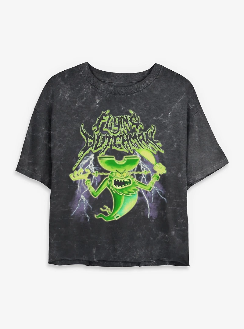 SpongeBob SquarePants Flying Deathman Mineral Wash Womens Crop T-Shirt