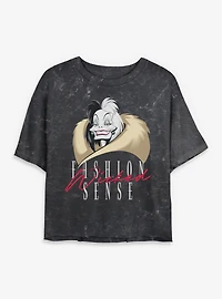 Disney Villains Fashion Wicked Sense Mineral Wash Womens Crop T-Shirt