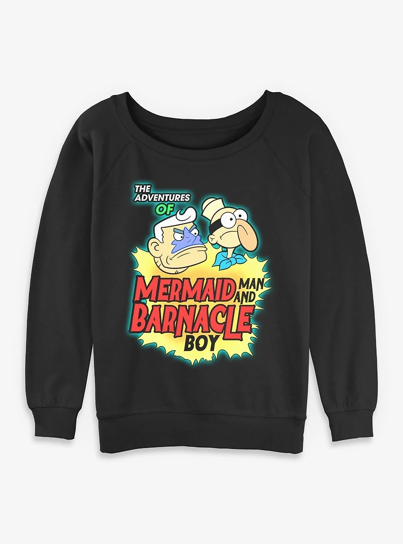SpongeBob SquarePants Dynamic Duo MM & BB Womens Slouchy Sweatshirt