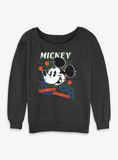 Disney Mickey Mouse Press Start Womens Slouchy Sweatshirt