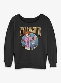 Disney Pixar Zootopia Stay Pawsitive Womens Slouchy Sweatshirt