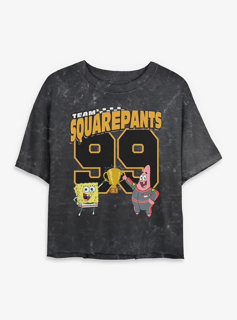 SpongeBob SquarePants SB Patrick 99 Racing Mineral Wash Womens Crop T-Shirt