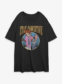 Disney Pixar Zootopia Stay Pawsitive Womens Oversized T-Shirt