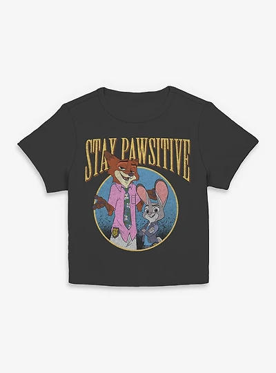 Disney Pixar Zootopia Stay Pawsitive Womens Baby Tee