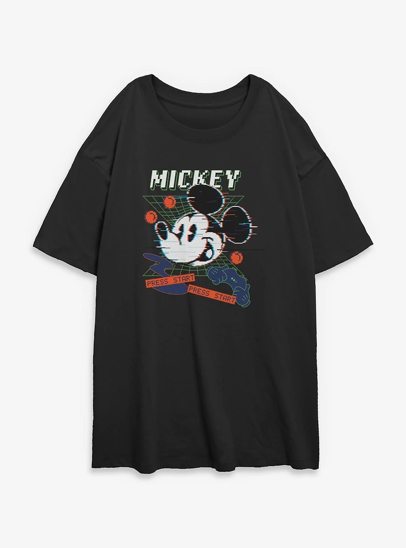 Disney Mickey Mouse Press Start Womens Oversized T-Shirt