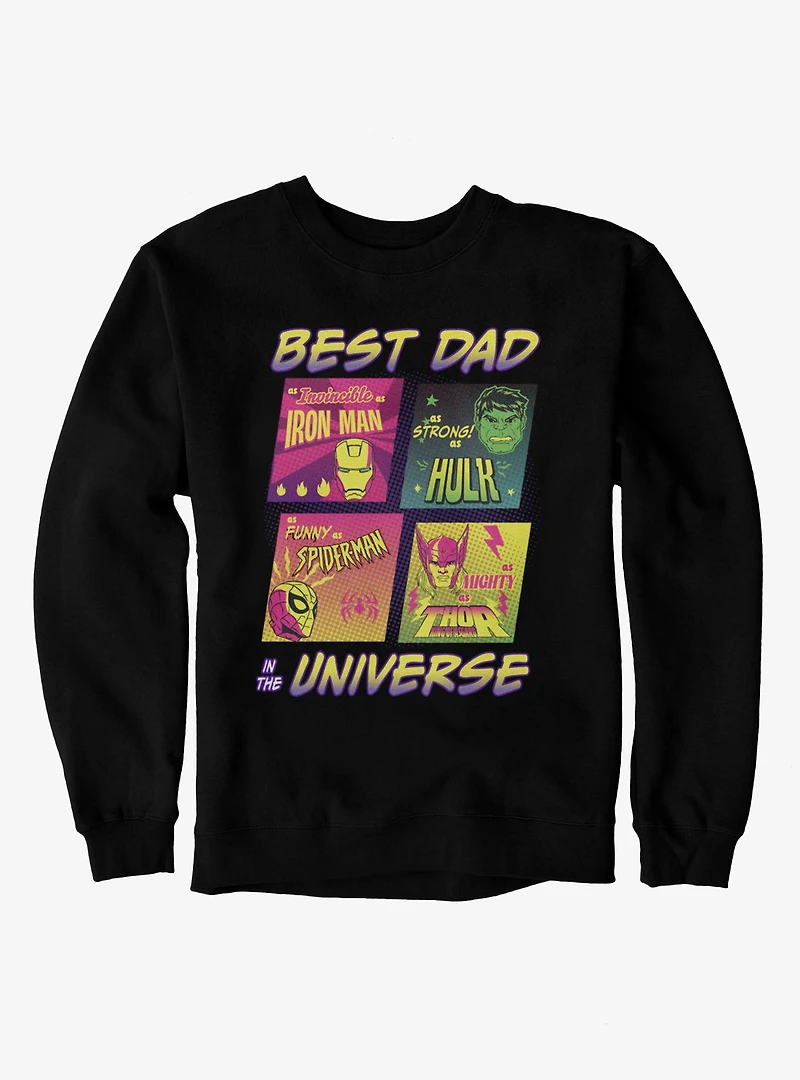 Marvel Comics Retro Best Dad The Universe Comic Squares Sweatshirt