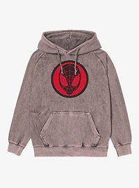 Marvel Spider-Man Black And Red Circle Face Mineral Wash Hoodie