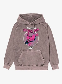 Marvel Comics Retro Web Sling Circle Pastel Mineral Wash Hoodie