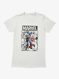 Marvel Comics Retro Full Color Captain And Team Womens T-Shirt
