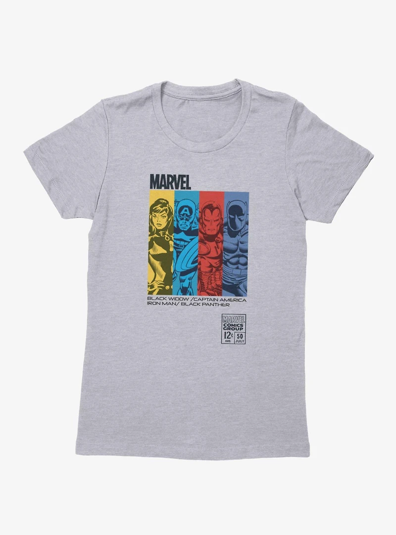 Marvel Comics Retro Color Panel Group Shot Womens T-Shirt