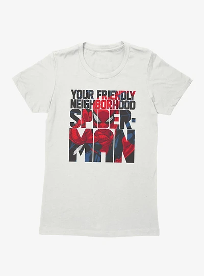 Marvel Spider-Man Friendly Neighbor Text Fill Womens T-Shirt