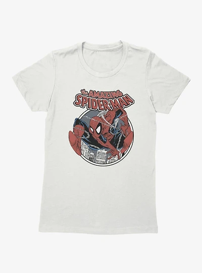 Marvel Spider-Man Web Sling Circle Womens T-Shirt