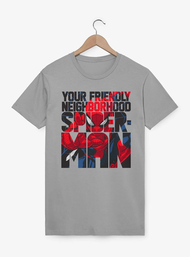 Marvel Spider-Man Friendly Neighbor Text Fill T-Shirt