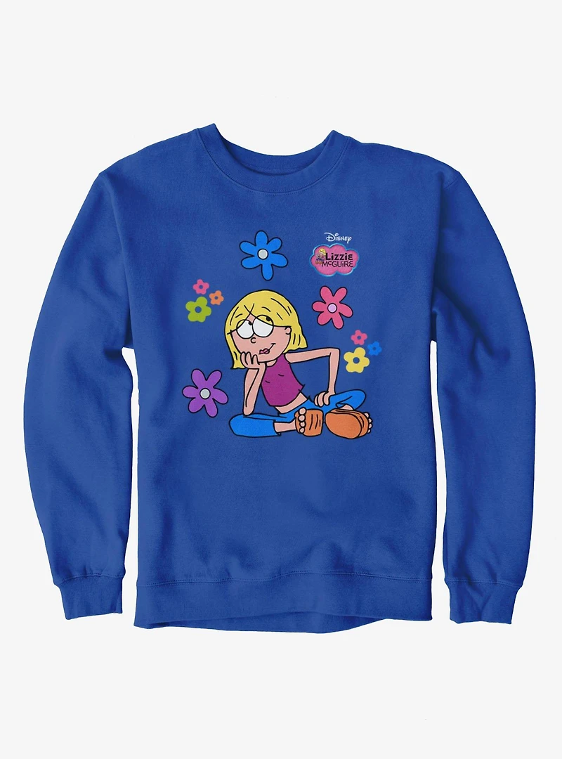 Disney Lizzie McGuire Cartoon Thinking Flowers Sweatshirt