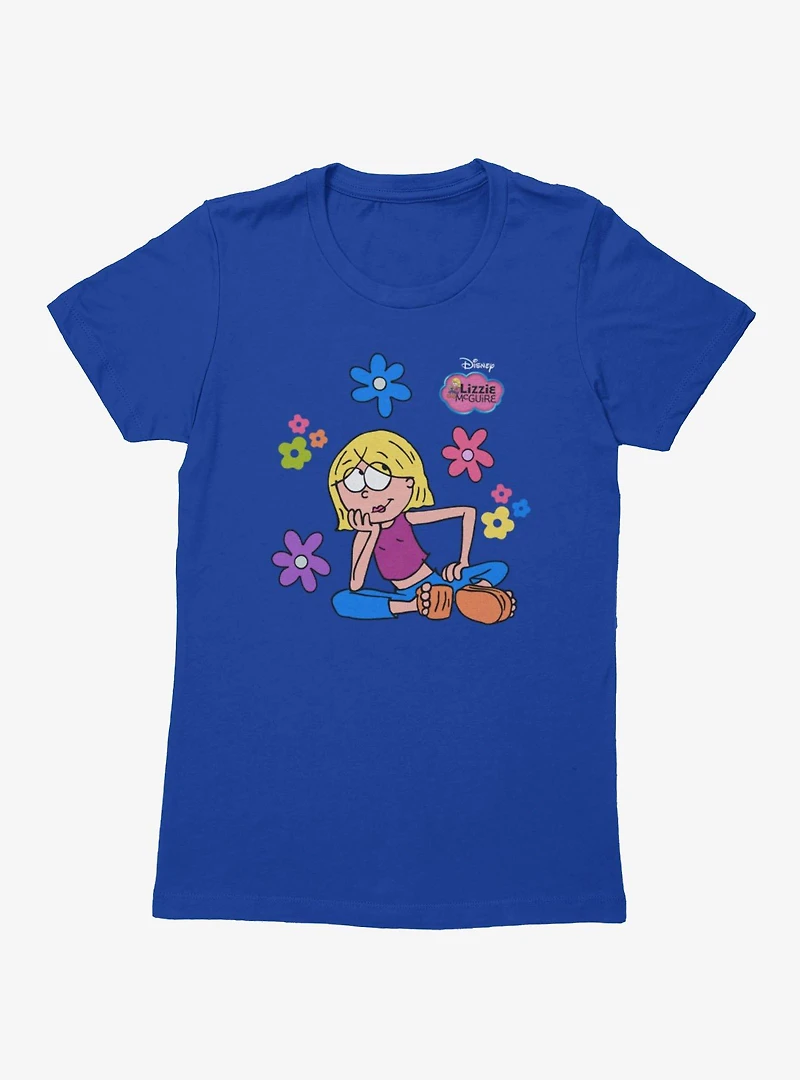 Disney Lizzie McGuire Cartoon Thinking Flowers Womens T-Shirt