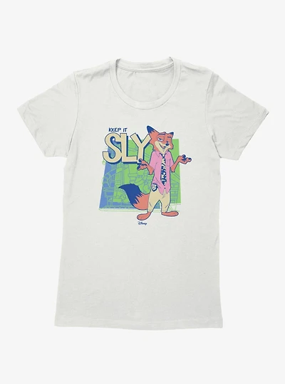 Disney Pixar Zootopia 2 Keep It Sly Fox Shrug Womens T-Shirt