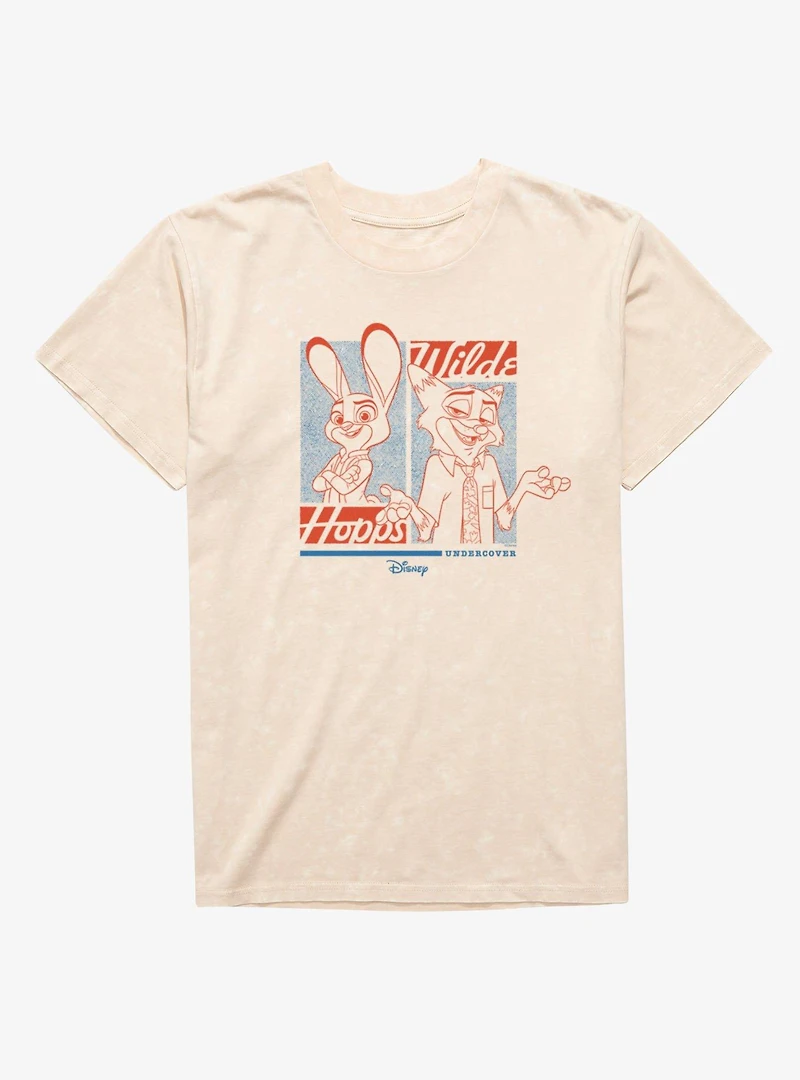 Disney Pixar Zootopia 2 Hopps & Wilde Undercover Print Mineral Wash T-Shirt