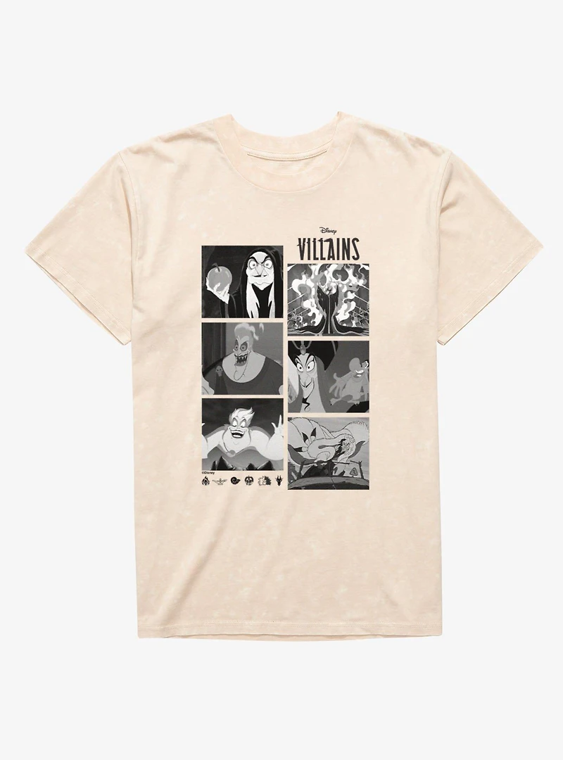 Disney Villains Monochrome Photo Reel Mineral Wash T-Shirt
