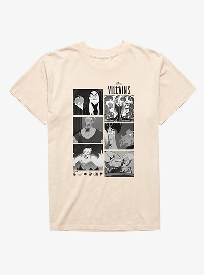 Disney Villains Monochrome Photo Reel Mineral Wash T-Shirt