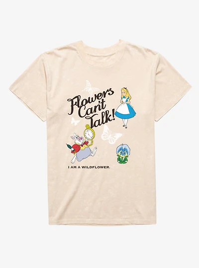 Disney Alice Wonderland Flowers Can't Talk Wildflower Mineral Wash T-Shirt