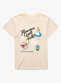 Disney Alice Wonderland Flowers Can't Talk Wildflower Mineral Wash T-Shirt