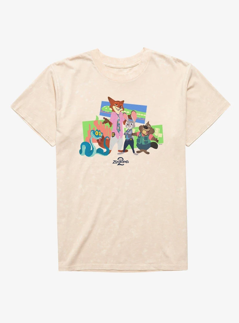 Disney Pixar Zootopia 2 New Friends Around Town Mineral Wash T-Shirt