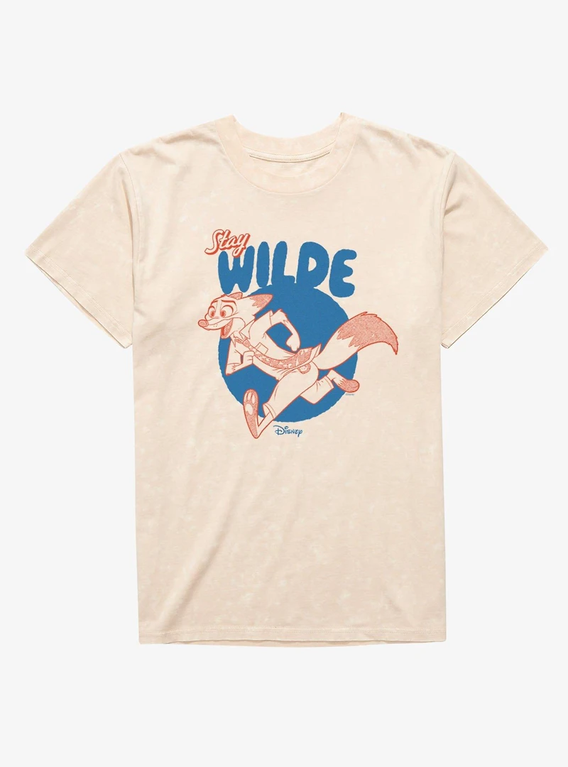 Disney Pixar Zootopia 2 Stay Wilde Running Circle Mineral Wash T-Shirt