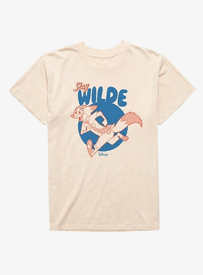Disney Pixar Zootopia 2 Stay Wilde Running Circle Mineral Wash T-Shirt