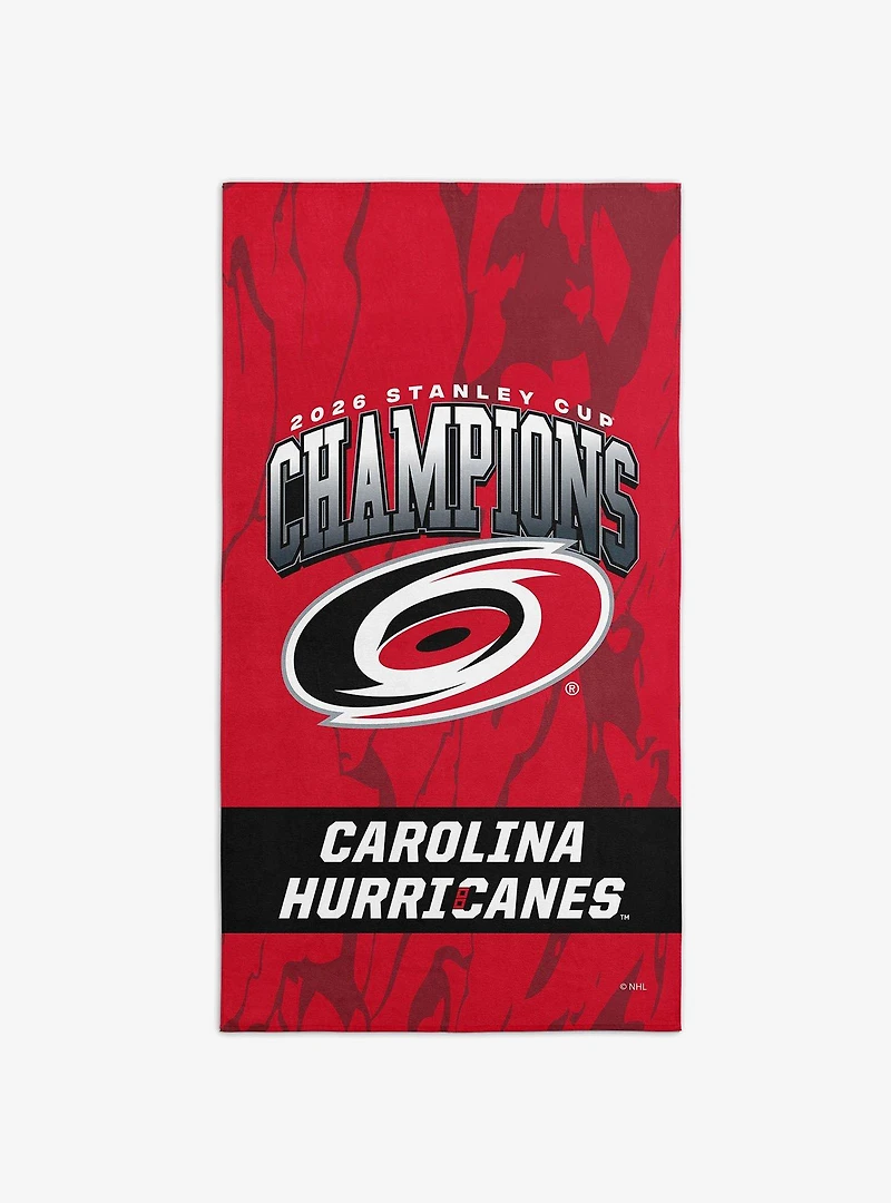 Carolina Hurricanes 2026 Stanley Cup Champions Marbleize Beach Towel
