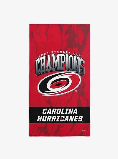 Carolina Hurricanes 2026 Stanley Cup Champions Marbleize Beach Towel